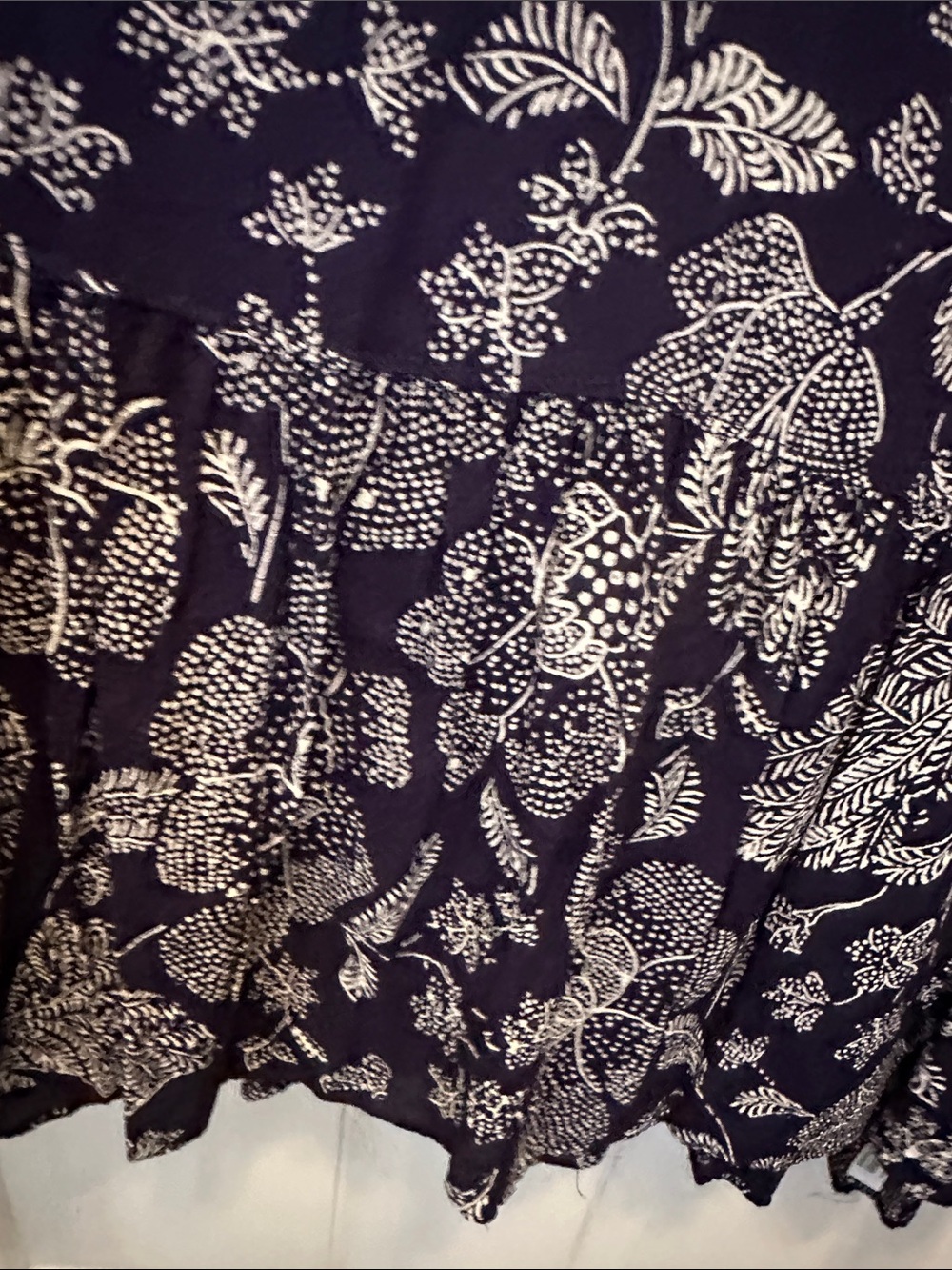 Anthropologie Navy with White Botanical Print Long Sleeve Dress Size XL - Picture 6 of 9